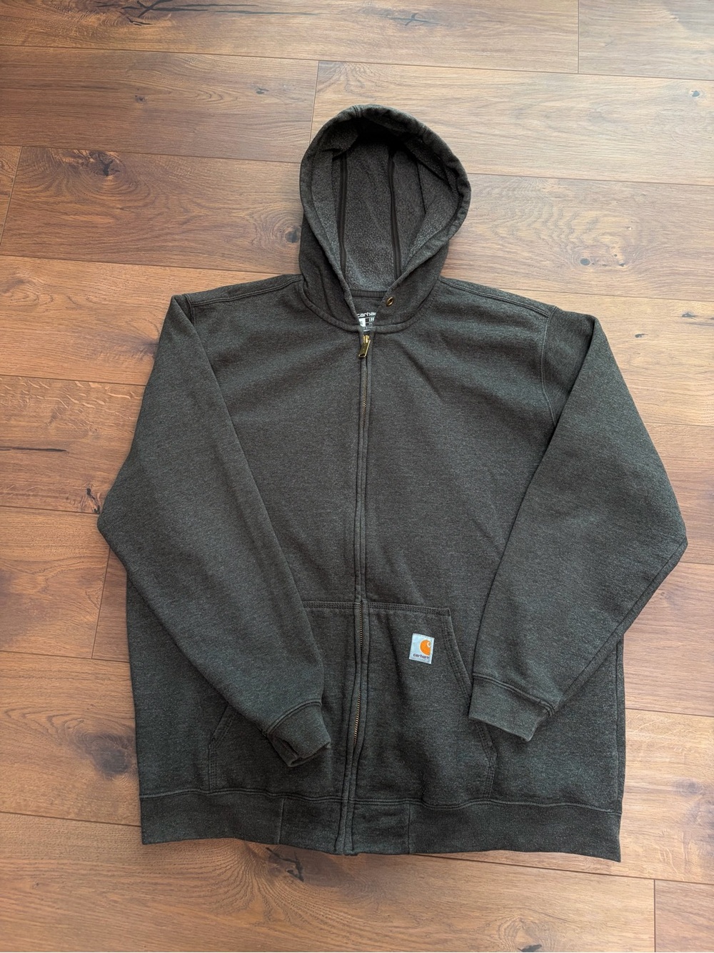 Carhartt Men's Dark Grey Full-Zip Hoodie Sweatshirt